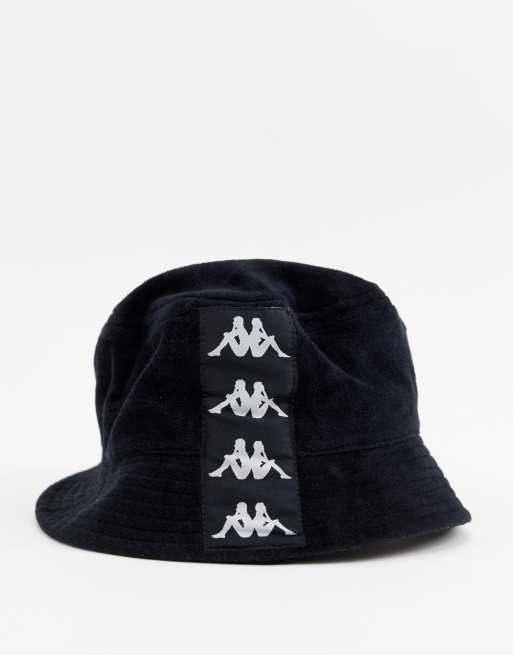 Kappa velour bucket hat with black logo taping ASOS | logo embroidered in and