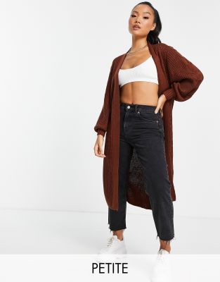   Asos Кардиган макси шоколадного цвета Threadbare Petite Harlyn-Коричневый цвет