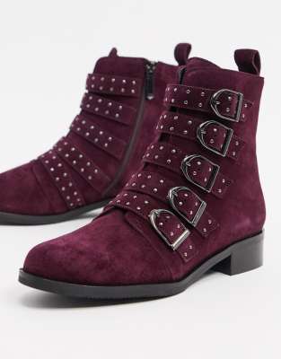 burgundy buckle boots