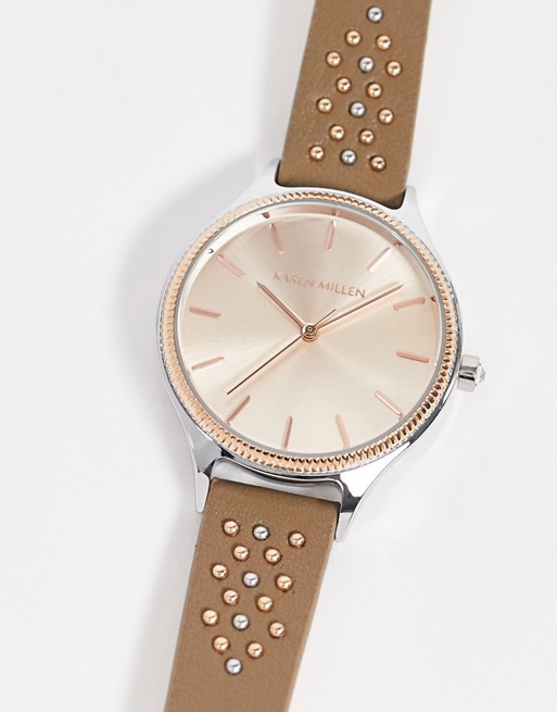 Karen millen brown leather watch