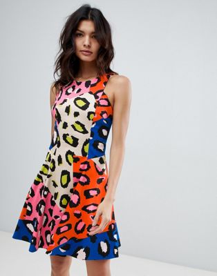 coloured animal print dress