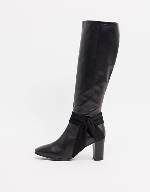 Lyricist Fourth brand name Karen Millen florence leather high knee boots in black | ASOS