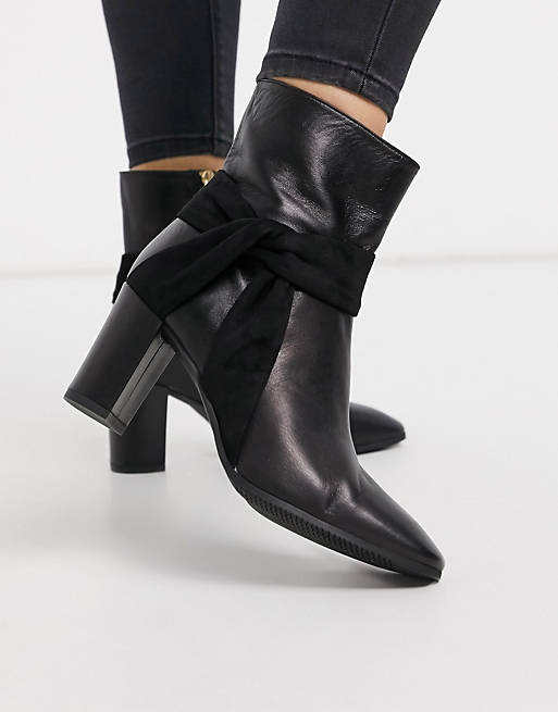 remember Phobia Easter Karen Millen florence leather wrap detail block heeled boots in black | ASOS