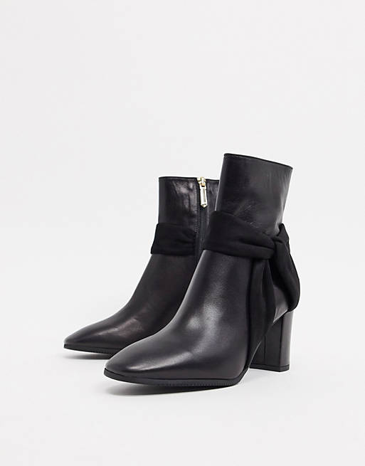 remember Phobia Easter Karen Millen florence leather wrap detail block heeled boots in black | ASOS
