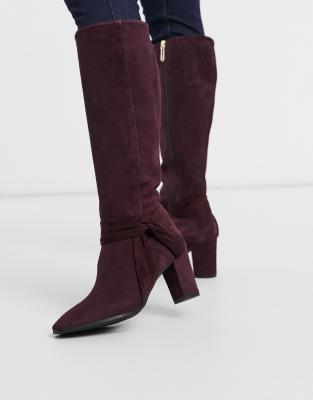 maroon knee boots