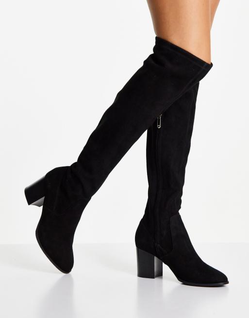 black knee length suede boots