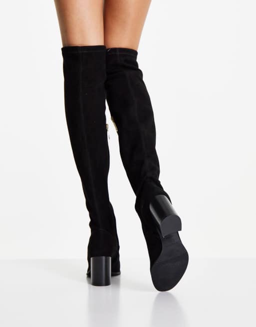 Karen Millen knee high suede boots in black