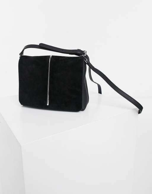 Black suede across body bag sale