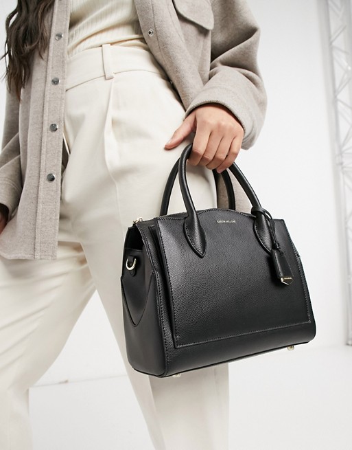 Karen Millen mayfair mini leather crossbody bag in black