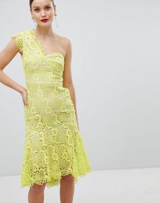 Karen Millen one shoulder lace midi dress | ASOS