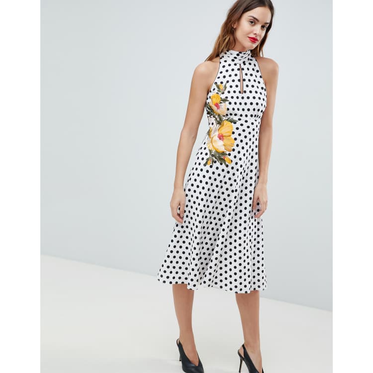 Karen millen pink polka dot dress best sale