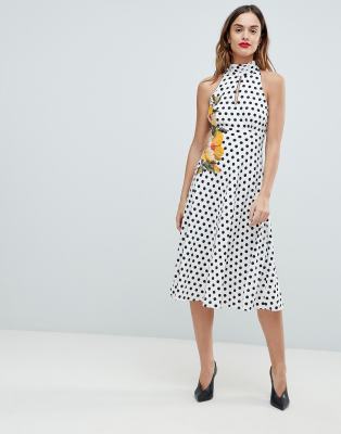 karen millen polka dot midi dress