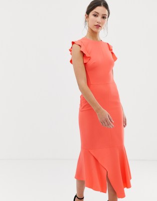 karen millen fit and flare ruffle dress