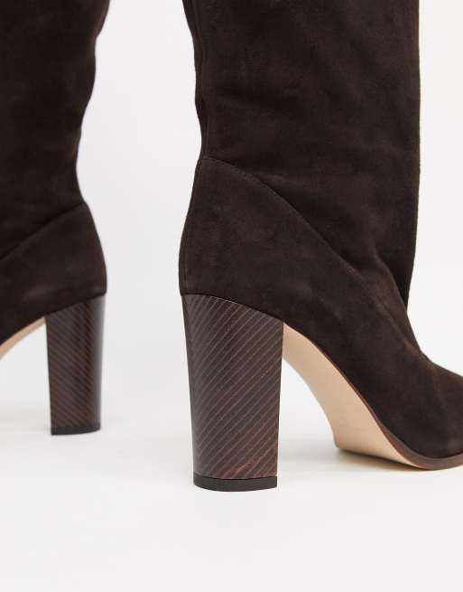 Karen Millen Sappho Overknee Stiefel Aus Wildleder In Braun Asos