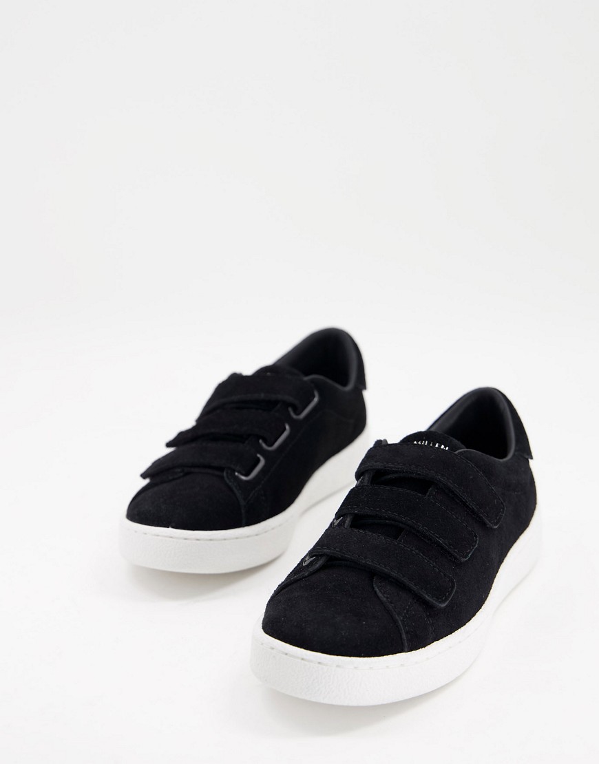 Karen Millen triple strap sneakers in black-White