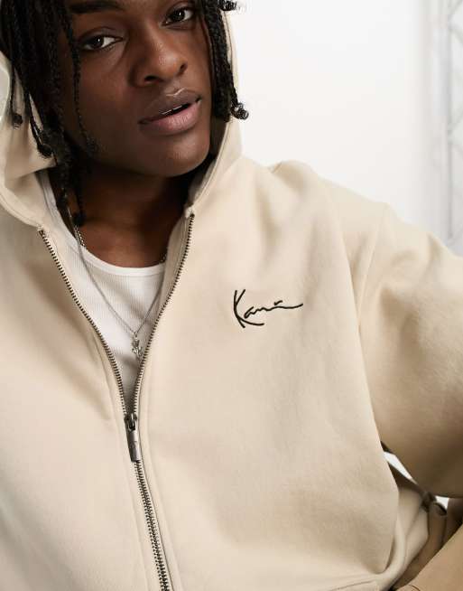 Karl Kani – Basic-Kapuzenjacke in Hellbeige mit kleinem Signatur-Logo, 3 von 4