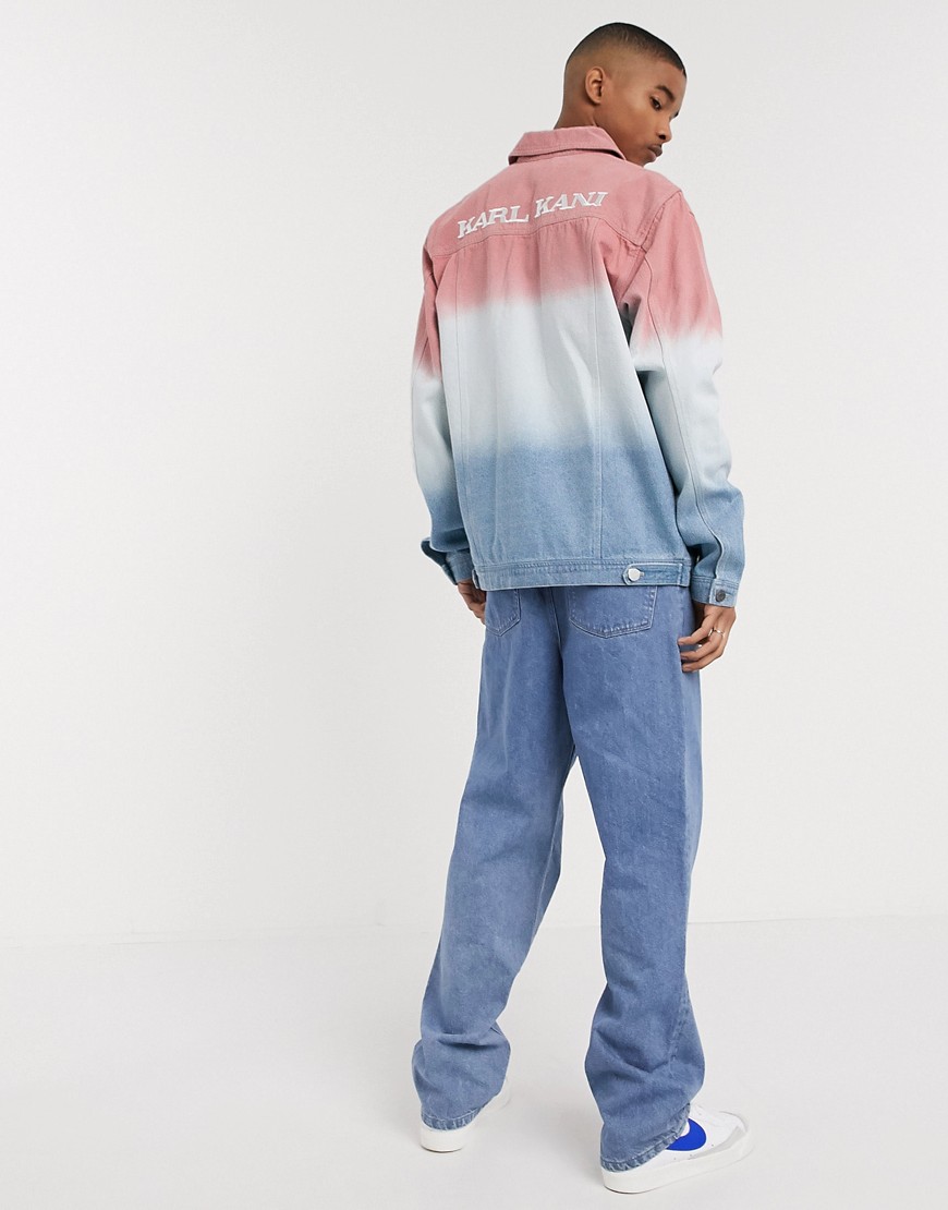 Karl Kani - Camicia giacca di jeans sfumata blu/rosa-Multicolore
