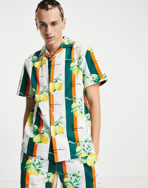 Karl Kani chest signature resort shirt in white | ASOS