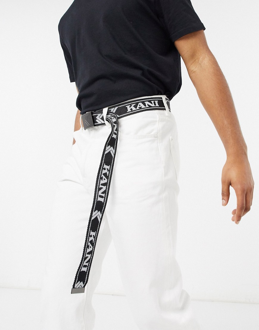 Karl Kani - Cintura nera con logo college e fibbia-Nero