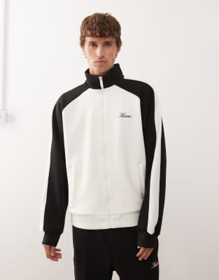 Karl Kani Karl Kani co-ord sidestripe track jacket in white and black