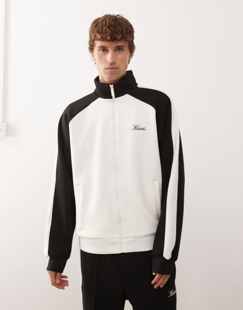 Karl Kani co-ord sidestripe track jacket in white and black - view 1