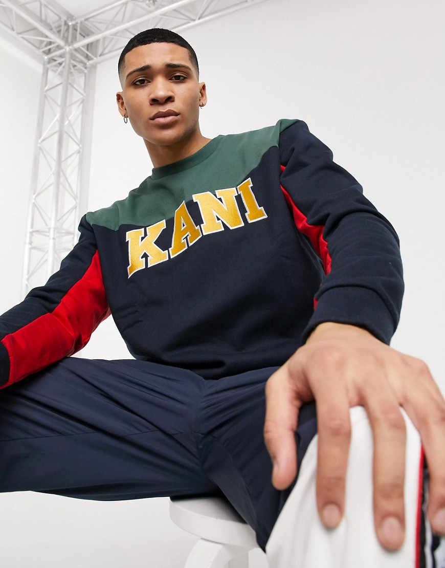 Karl Kani - College Block - Sweatshirt in meerkleurig marineblauw