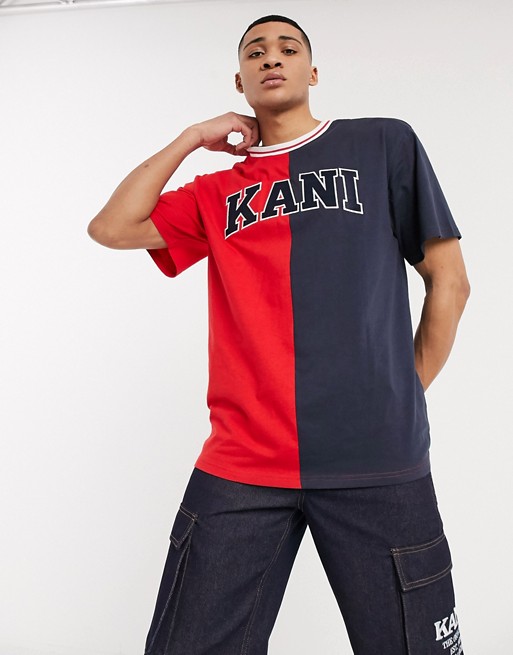 Karl Kani College Block t-shirt in red/navy