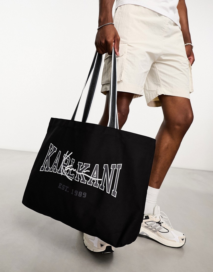 Karl Kani college signature oversized tote bag in black