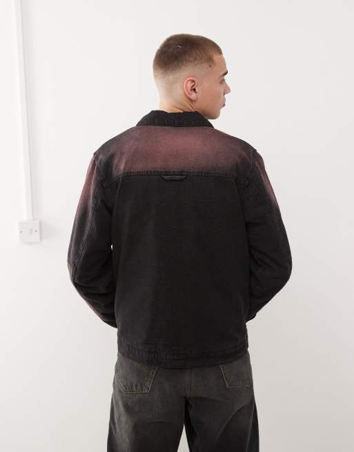 Karl Kani colour spray denim jacket in red , 3 of 4