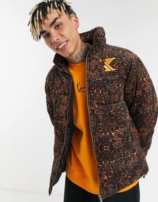 Karl Kani corduroy puffer jacket in paisley print