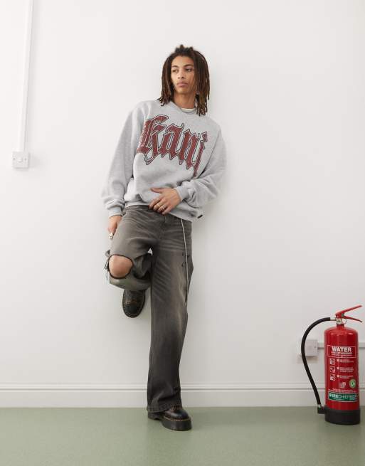 Karl Kani crew neck logo sweatshirt in grey marl | ASOS