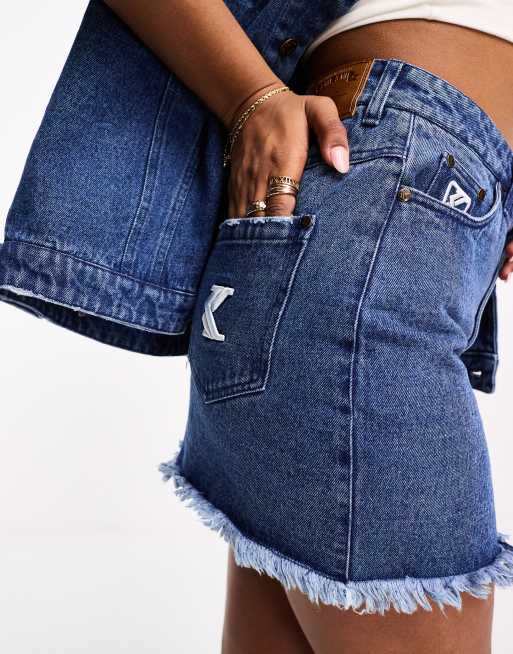 Blue denim mini outlet skirt asos