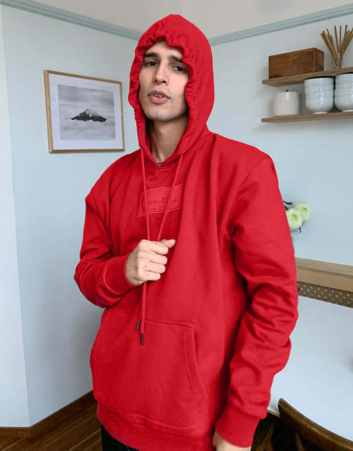 Karl Kani - Felpa con cappuccio rossa con riquadro con logo