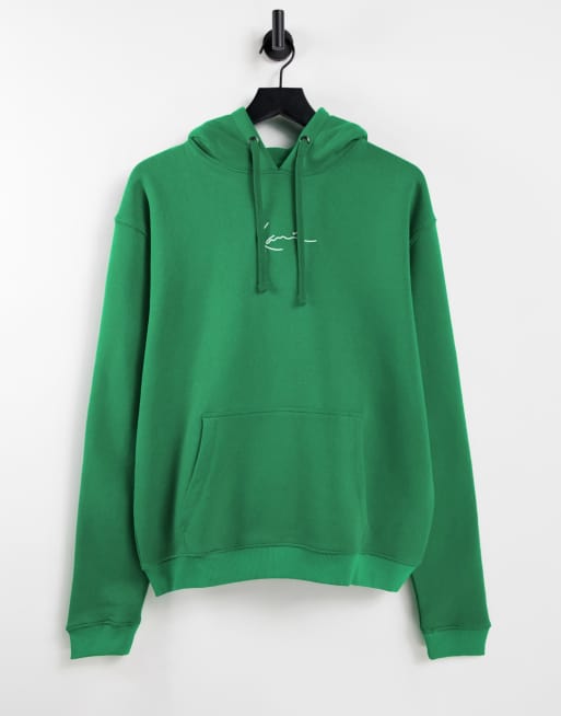 Karl Kani - Felpa con cappuccio verde con logo 