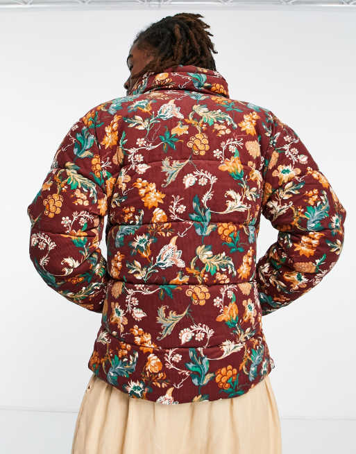 Karl Kani - Gewatteerd jack van corduroy met retro bloemenprint in multi, 2 van 4