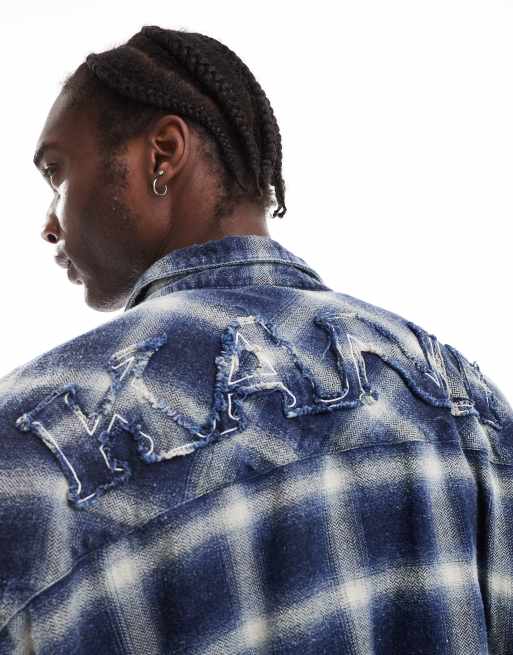 Karl Kani - Giacca effetto invecchiato a quadri multicolore con logo, 3 di 4