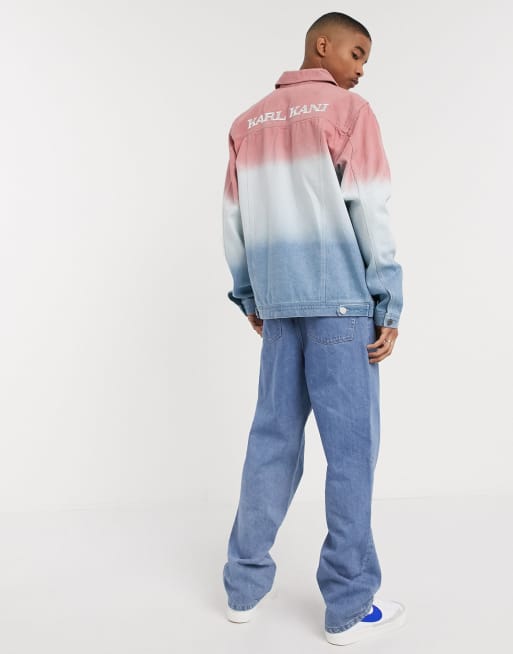 Karl Kani Gradient Denim shirt jacket in blue/pink