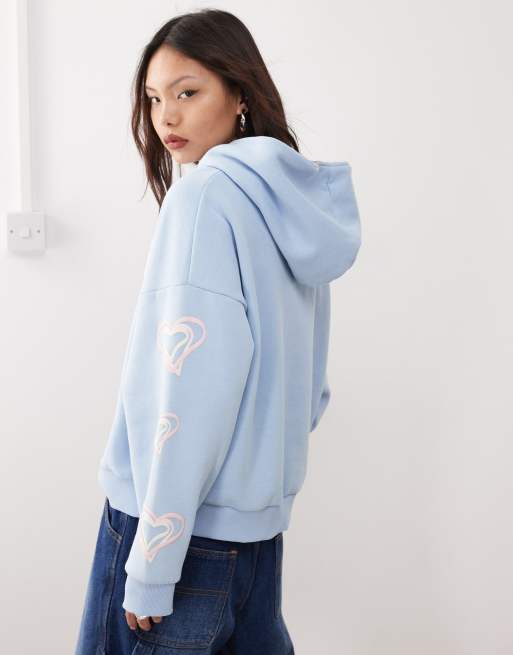 Karl Kani heart graphic logo hoodie in light blue ASOS