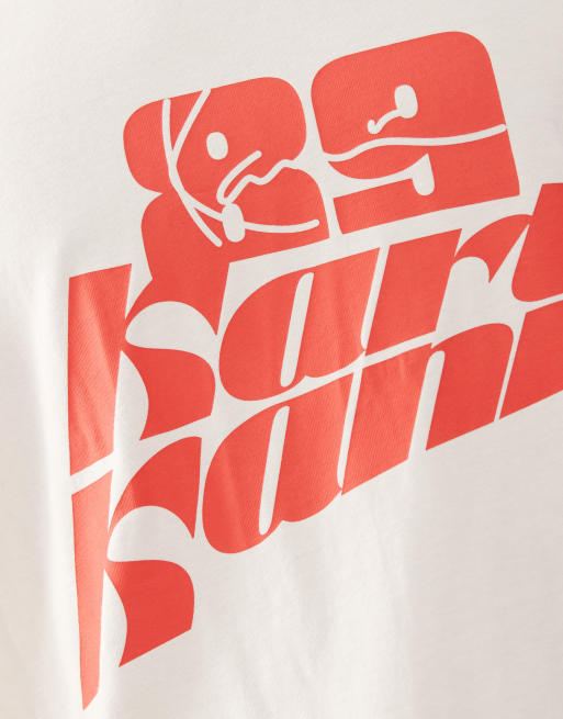 Karl Kani - Hvid og oversized raglan-T-shirt med røde detaljer og print, 5 af 5
