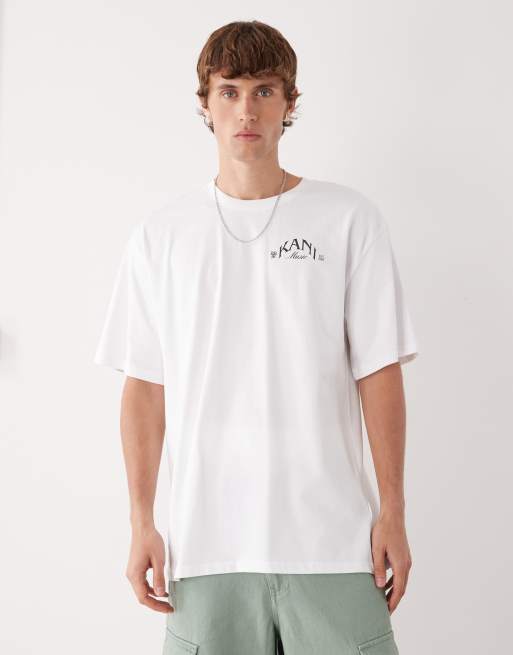 Karl Kani - Hvid oversized T-shirt med palmeprint på brystet og ryggen, 3 af 5