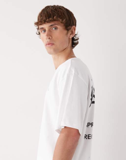 Karl Kani - Hvid oversized T-shirt med palmeprint på brystet og ryggen, 4 af 5