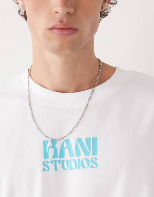Karl Kani - Hvid oversized T-shirt med 'Studios'-print på brystet og ryggen, 5 af 5