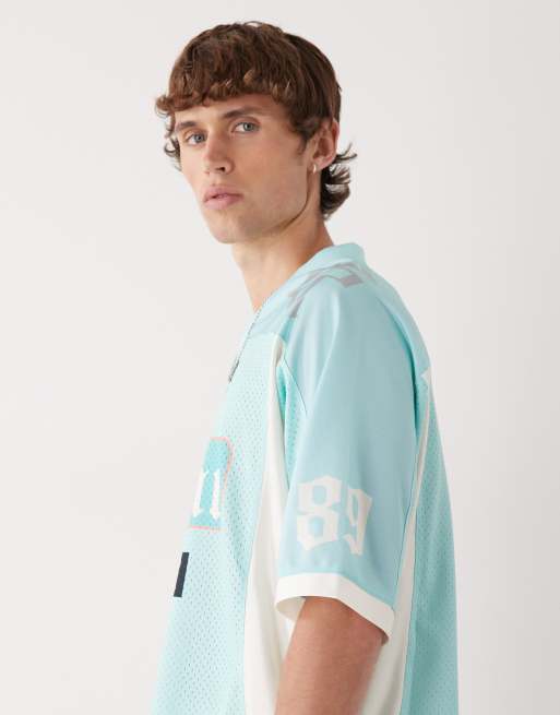 Karl Kani – Jasnoniebieska koszulka oversize w bloki kolorów, 4 z 5