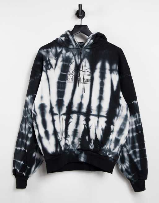 Karl Kani jeans signature tie dye oversize hoodie in white black