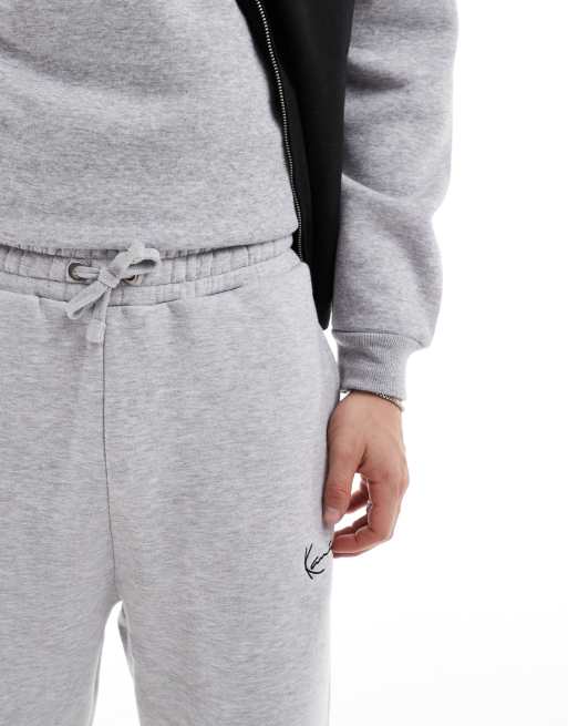 Karl Kani - Joggers basic comodi grigio cenere con polsino in coordinato, 5 di 5
