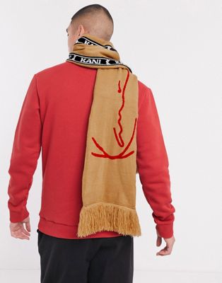 Karl Kani - Kamel-farvet tørklæde med signature tape-Beige