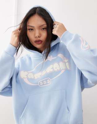 Karl Kani - Kapuzenpullover in Hellblau mit Herz-Logoprint