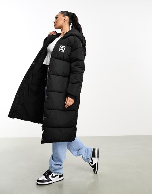 Karl Kani – Longline-Retro-Steppjacke in Schwarz ASOS