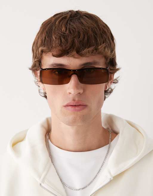 Karl Kani - Lunettes de soleil fines avec monture en métal et détail signature - Noir