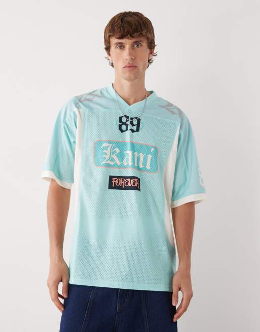 Karl Kani - Maglia oversize azzurra color block